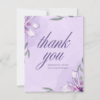 Tarjeta de agradecimiento floral púrpura – Acuarel
