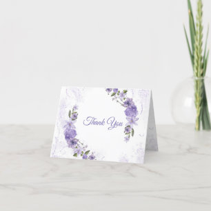 Tarjeta De Agradecimiento Floral púrpura doblado