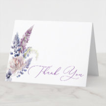 Tarjeta de agradecimiento floral púrpura + lavanda