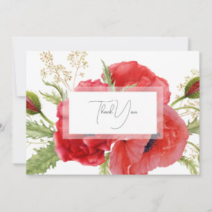 Tarjeta de agradecimiento floral roja personaliza