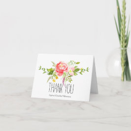 Tarjeta De Agradecimiento Floral roja rosada Gracias