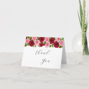 tarjeta de agradecimiento floral roja y rosa exqui