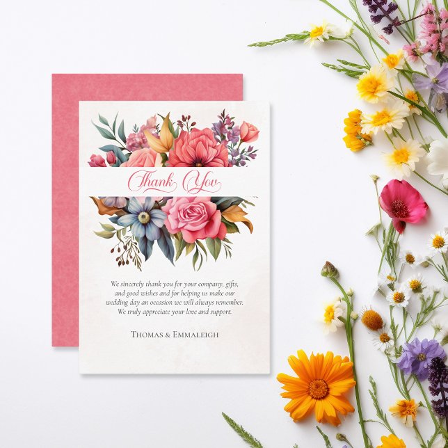 Tarjeta De Agradecimiento Floral Romance Watercolor Gracias (Subido por el creador)