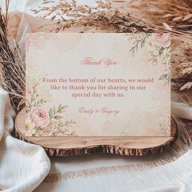 Tarjeta De Agradecimiento Floral Romántico Suave (Subido por el creador)