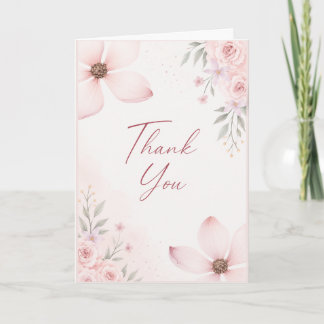 Tarjeta de agradecimiento floral rosa