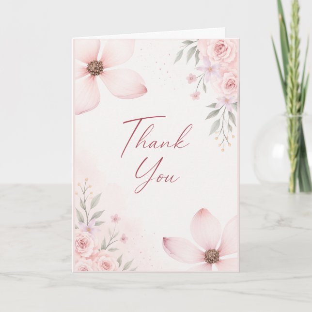 Tarjeta de agradecimiento floral rosa (Anverso)