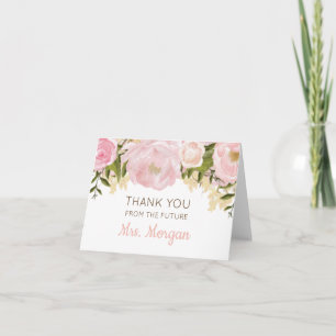 Tarjeta de agradecimiento floral rosa
