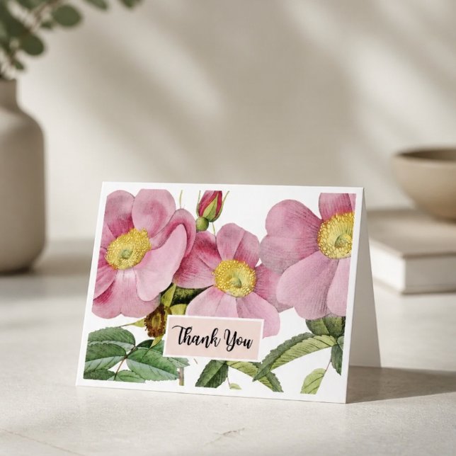 Tarjeta de agradecimiento floral rosa (Subido por el creador)