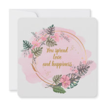 Tarjeta de agradecimiento floral rosa