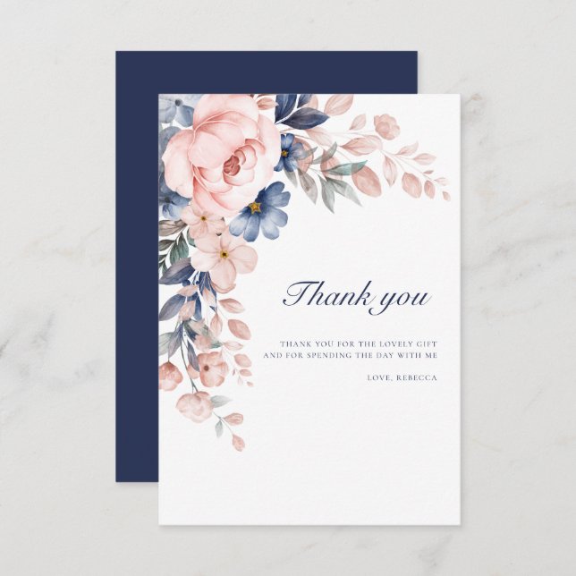 Tarjeta De Agradecimiento Floral rosa 60 cumpleaños (Anverso / Reverso)