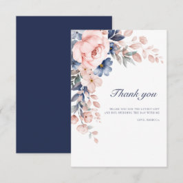 Tarjeta De Agradecimiento Floral rosa 60 cumpleaños