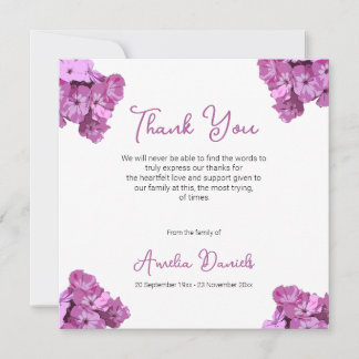Tarjeta de agradecimiento floral rosa bonita para 