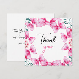 Tarjeta De Agradecimiento Floral Rosa Bow Coquette Sweet 16 Cumpleaños