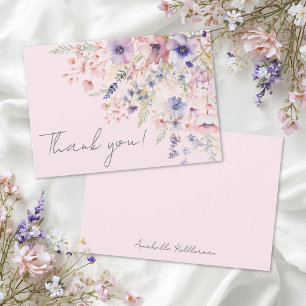 Tarjeta De Agradecimiento Floral Rosa Claro Floral Silvestre