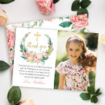 Tarjeta De Agradecimiento Floral rosa corona de flores santa comunión gracia<br><div class="desc">Floral rosa corona de flores santa comunión gracias tarjeta</div>