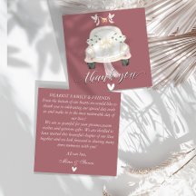 Tarjeta de agradecimiento floral rosa de boda coch