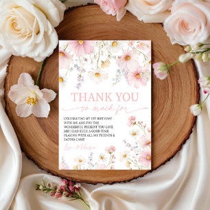 Tarjeta de agradecimiento floral rosa de flor silv