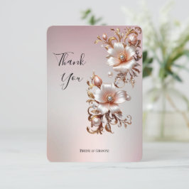 Tarjeta de agradecimiento floral rosa decorativa