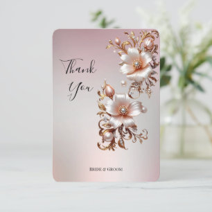 Tarjeta de agradecimiento floral rosa decorativa