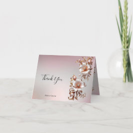 Tarjeta de agradecimiento floral rosa decorativa