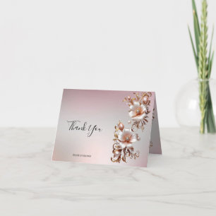 Tarjeta de agradecimiento floral rosa decorativa