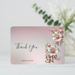 Tarjeta de agradecimiento floral rosa decorativa