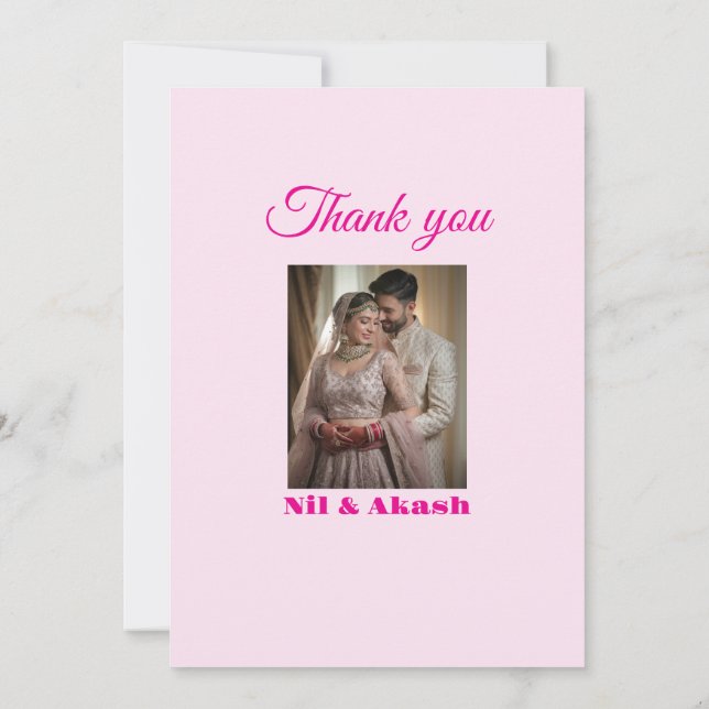 Tarjeta de agradecimiento floral rosa elegante (Reverso)