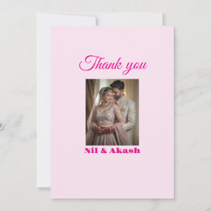 Tarjeta de agradecimiento floral rosa elegante