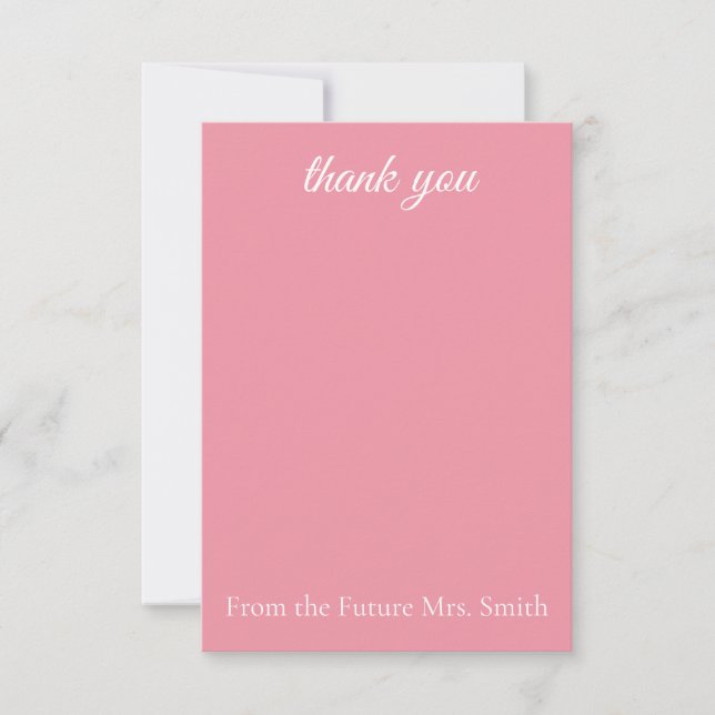 Tarjeta De Agradecimiento Floral Rosa Elegante (Anverso)