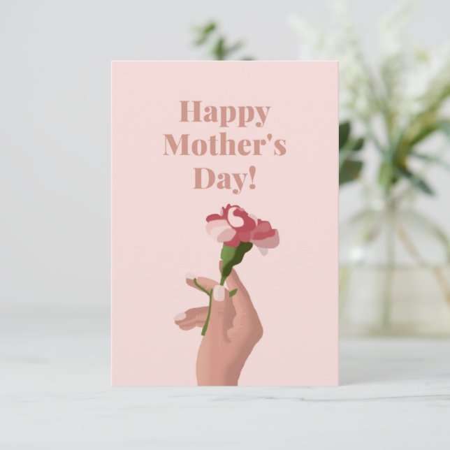 Tarjeta De Agradecimiento Floral rosa feliz día de la madre (Anverso de pie)