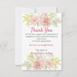 Tarjeta De Agradecimiento Floral rosa gracias a la simpatía funeraria