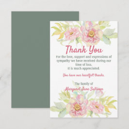 Tarjeta De Agradecimiento Floral rosa gracias a la simpatía funeraria