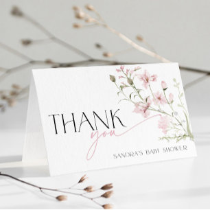 Tarjeta De Agradecimiento Floral Rosa Mínimo Bebé en Flor