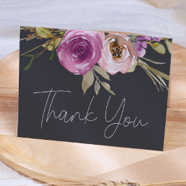 Tarjeta de agradecimiento floral rosa polvoriento 