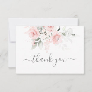 Tarjeta de agradecimiento floral rosa Rubor
