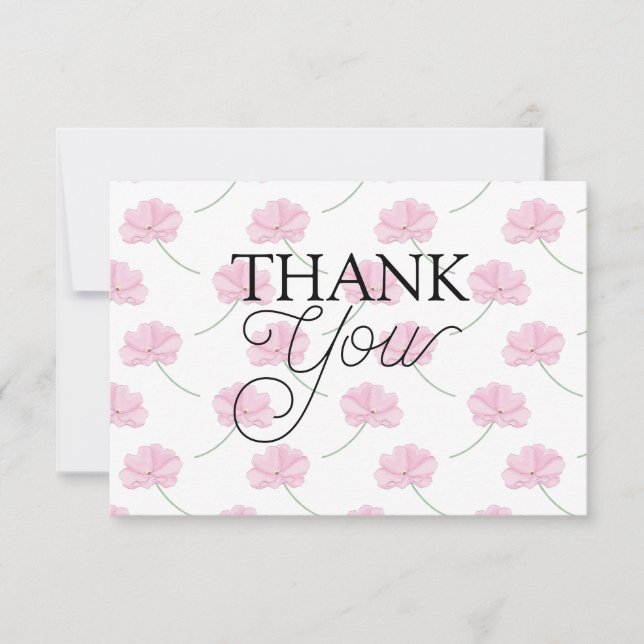 Tarjeta De Agradecimiento Floral Rosa Suave (Anverso)