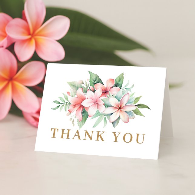 Tarjeta De Agradecimiento Floral Rosa Tropical  (Tropical Pink Floral Thank You Card)