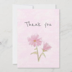 Tarjeta de agradecimiento floral rosa y azul perso