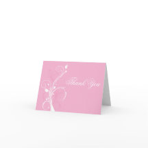 Tarjeta de agradecimiento floral rosa y blanca