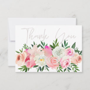 Tarjeta De Agradecimiento Floral rosa y blanca de Rubor