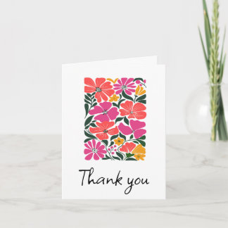 Tarjeta de agradecimiento floral rosa y naranja li