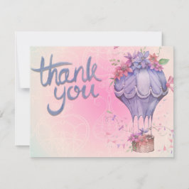 Tarjeta De Agradecimiento floral rosa y púrpura