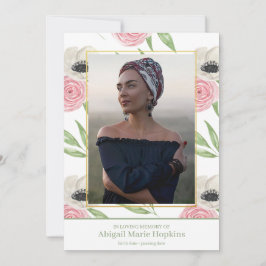 Tarjeta De Agradecimiento Floral rosado elegante en entierro cariñoso de la