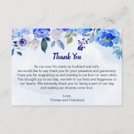 Tarjeta de agradecimiento floral Royal Blue Waterc