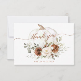 Tarjeta De Agradecimiento Floral Rust Cream Pumpkin Fall Wedding Gracias