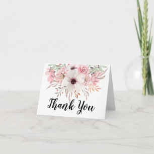 Tarjeta de agradecimiento floral rústica acuarela