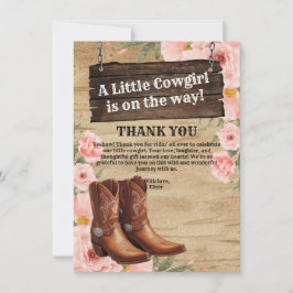 Tarjeta De Agradecimiento Floral Rústica Cowgirl Boots Flat Gracias Card