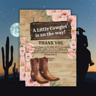 Tarjeta De Agradecimiento Floral Rústica Cowgirl Boots Flat Gracias Card