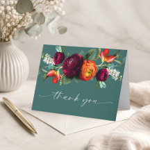 Tarjeta de agradecimiento floral rústica de otoño