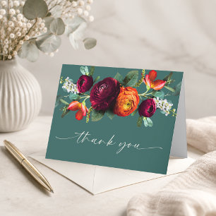 Tarjeta de agradecimiento floral rústica de otoño